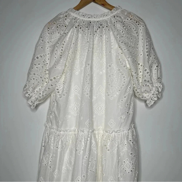 OPT Anthropologie One Pretty Time White Cotton Eyelet Midi Dress Size Small - Picture 10 of 13